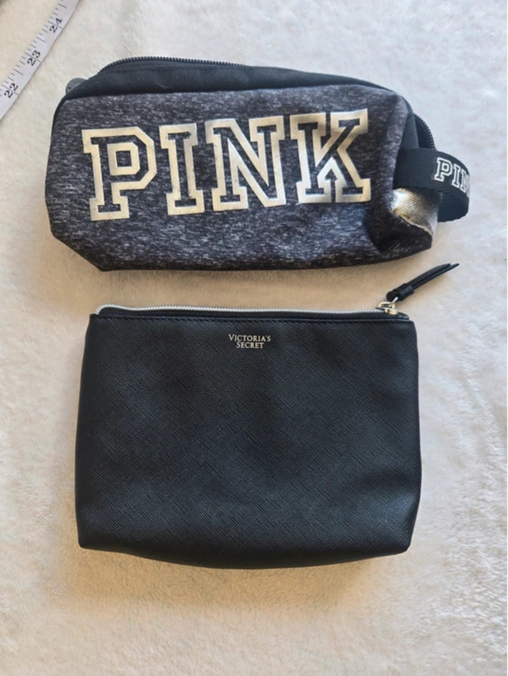 Victoria’s Secret PINK Cosmetic Makeup Bags – Set of 2 Black & Gold